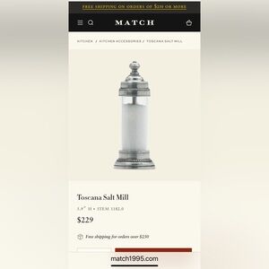 Match Pewter Toscana Salt Mill-New